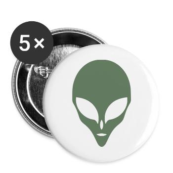 Alien Silhouette Head Face - Buttons large 2.2'' (5-pack) - white