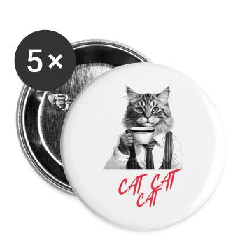 funny cat Print "Cat cat cat" - Buttons large 2.2'' (5-pack) - white