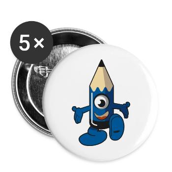 cute short pencil opens arms wide - Buttons large 2.2'' (5-pack) - white