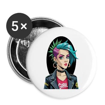 Portrait of Punk Girl - Buttons large 2.2'' (5-pack) - white