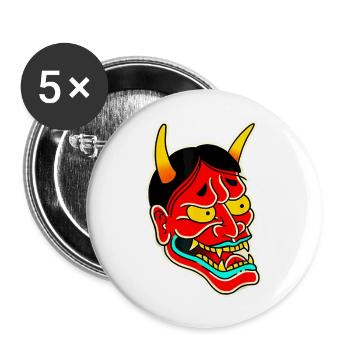 Traditional Hannya Mask Flash - Buttons large 2.2'' (5-pack) - white