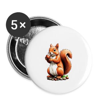 Squirrel Eating Acorn - Buttons large 2.2'' (5-pack) - white