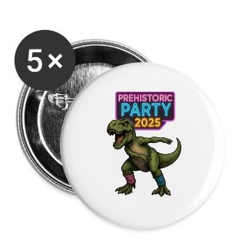 Prehistoric Party Rex 2025 - Buttons large 2.2'' (5-pack) - white