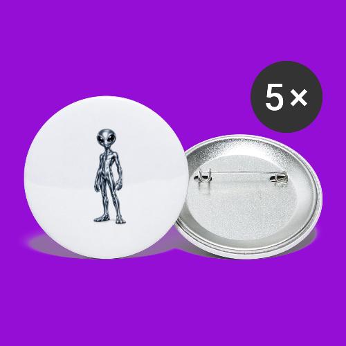 Silver Alien - Buttons large 2.2'' (5-pack)