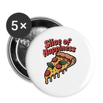 Slice of Happiness - Pizza - Buttons large 2.2'' (5-pack) - white
