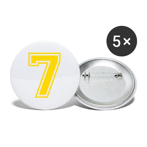Number 7 in a classic athletic collegiate font - Buttons large 2.2'' (5-pack)