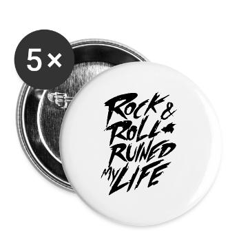 Rock and Roll Ruined my Life Metal Rockabilly - Buttons large 2.2'' (5-pack) - white