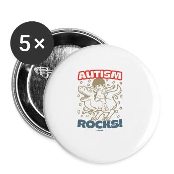 Autism rocks - Buttons large 2.2'' (5-pack) - white