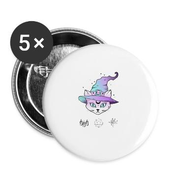 Pastel Goth Aesthetic Cute Creepy Witch Cat - Buttons large 2.2'' (5-pack) - white