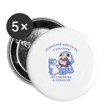 Penguin girl penguins are cute - Buttons large 2.2'' (5-pack) - white