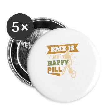 BMX is my happy Pill - Buttons large 2.2'' (5-pack) - white