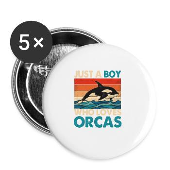 just a boy who loves orcas - Buttons large 2.2'' (5-pack) - white