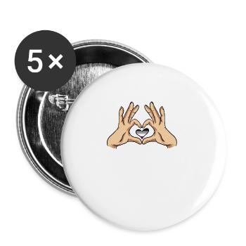 Asxual Heart - Buttons large 2.2'' (5-pack) - white