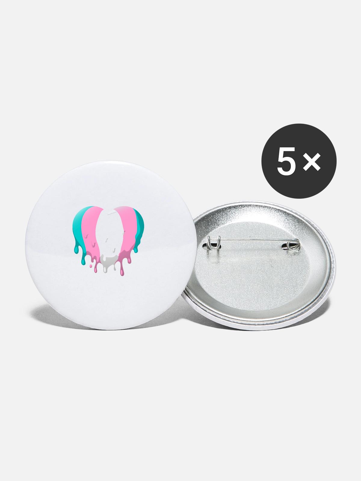 Trans Heart - Buttons large 2.2'' (5-pack) - white