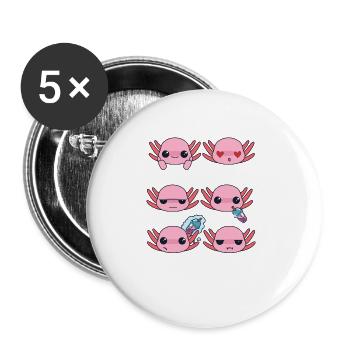 Axolotl And Bubble Tea - Buttons large 2.2'' (5-pack) - white