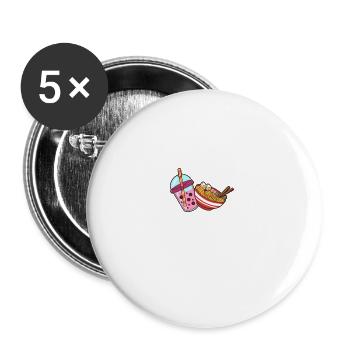 Bubble Tea And Rahmen - Buttons large 2.2'' (5-pack) - white