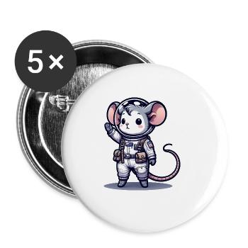 Cute Mouse Astronaut - Buttons large 2.2'' (5-pack) - white