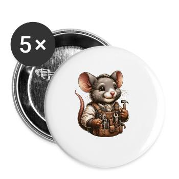 Cute Mouse Craftsman - Buttons large 2.2'' (5-pack) - white