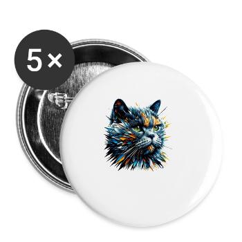 Polygon Art British Shorthair Cat British Blue - Buttons large 2.2'' (5-pack) - white