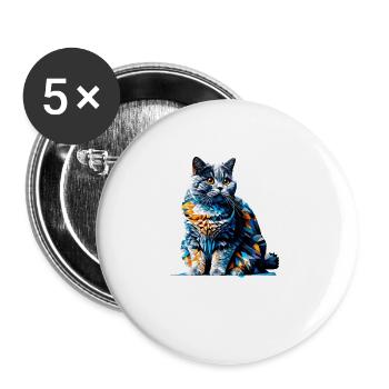 Polygon Art British Shorthair Cat British Blue - Buttons large 2.2'' (5-pack) - white