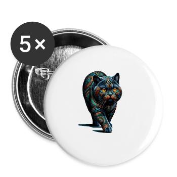 Mandala Art British Shorthair Cat British Blue - Buttons large 2.2'' (5-pack) - white