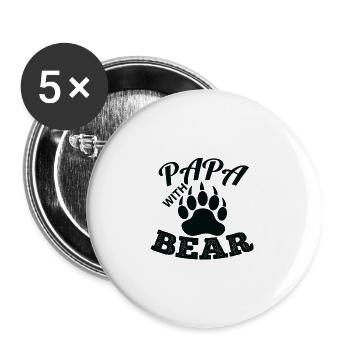 Papa with Bear - Buttons large 2.2'' (5-pack) - white