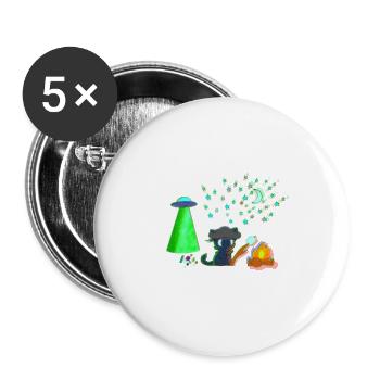 Trick or Treat - Alien Camping Kitten - Buttons large 2.2'' (5-pack) - white