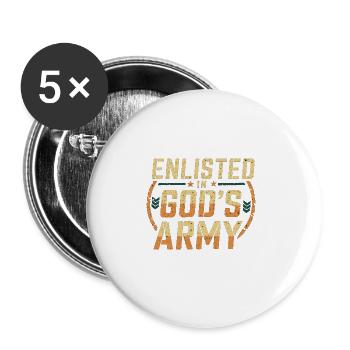 Enlisted In God's Army 4 - Buttons large 2.2'' (5-pack) - white