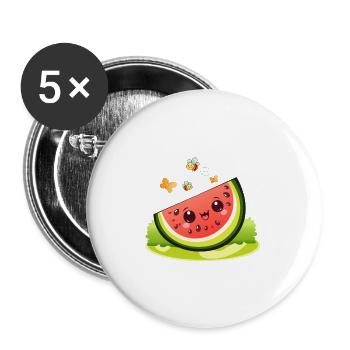 Juicy Watermelon Slice Smile - Buttons large 2.2'' (5-pack) - white