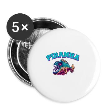 Piranha Gift Idea - Buttons large 2.2'' (5-pack) - white