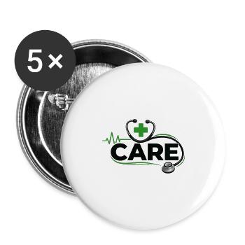 Care Pulse Stethoscope Logo - Buttons large 2.2'' (5-pack) - white