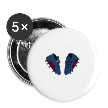 Twin Blue Sneakers with Red Hearts - Buttons large 2.2'' (5-pack) - white