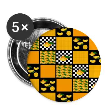 Tangerine and Plaid Patchwork - Buttons large 2.2'' (5-pack) - white