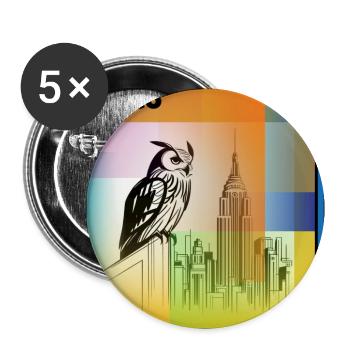 Flaco the Owl Colorblock CIty Design - Buttons large 2.2'' (5-pack) - white