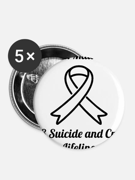 Suicide Awareness ribbon black - Buttons large 2.2'' (5-pack) - white
