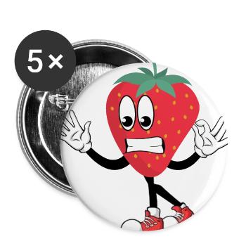 Strawberry Mascot in Sneakers - Buttons large 2.2'' (5-pack) - white