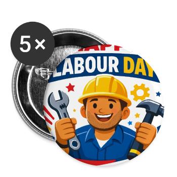 Labour Day Builder Cartoon Design - Buttons large 2.2'' (5-pack) - white