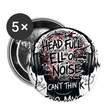 ELG Noise Glitch Headphone Streetwear - Buttons large 2.2'' (5-pack) - white