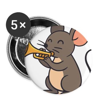 Mouse plays trumpet - Buttons large 2.2'' (5-pack) - white