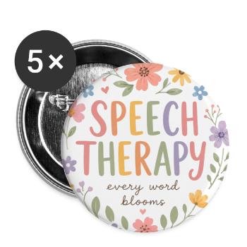 Speech Therapist Every Word Blooms Floral  - Buttons large 2.2'' (5-pack) - white
