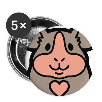 Guinea Pig Face Pet Cavy Rodent Mom - Buttons large 2.2'' (5-pack) - white