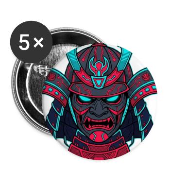 Neon Cyber Samurai Mask - Buttons large 2.2'' (5-pack) - white