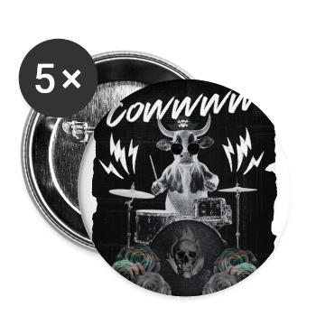 Cow Drum Skull Roses Rock - Buttons large 2.2'' (5-pack) - white