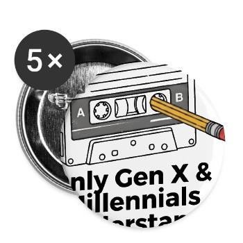 Retro Cassette Nostalgia: Gen X & Millennials - Buttons large 2.2'' (5-pack) - white