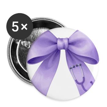 Lavender Bow Stethoscope - Buttons large 2.2'' (5-pack) - white