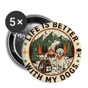 Life Is Better With My Dogs Camping - Buttons large 2.2'' (5-pack) - white
