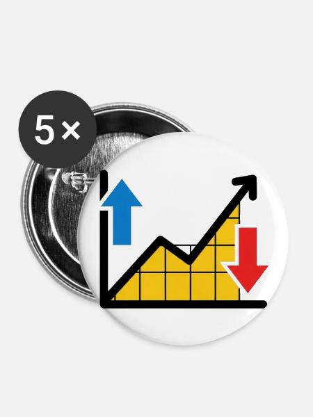 UpDown Market Trend Graph - Buttons large 2.2'' (5-pack) - white