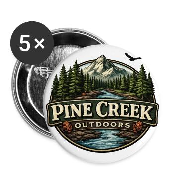 Pine Creek Outdoors Logo - Buttons large 2.2'' (5-pack) - white