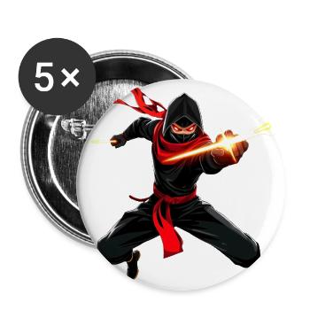 Red-Scarf Ninja Blades - Buttons large 2.2'' (5-pack) - white