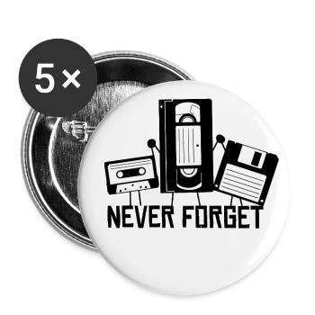 Never Forget Retro Tech Icons - Buttons large 2.2'' (5-pack) - white